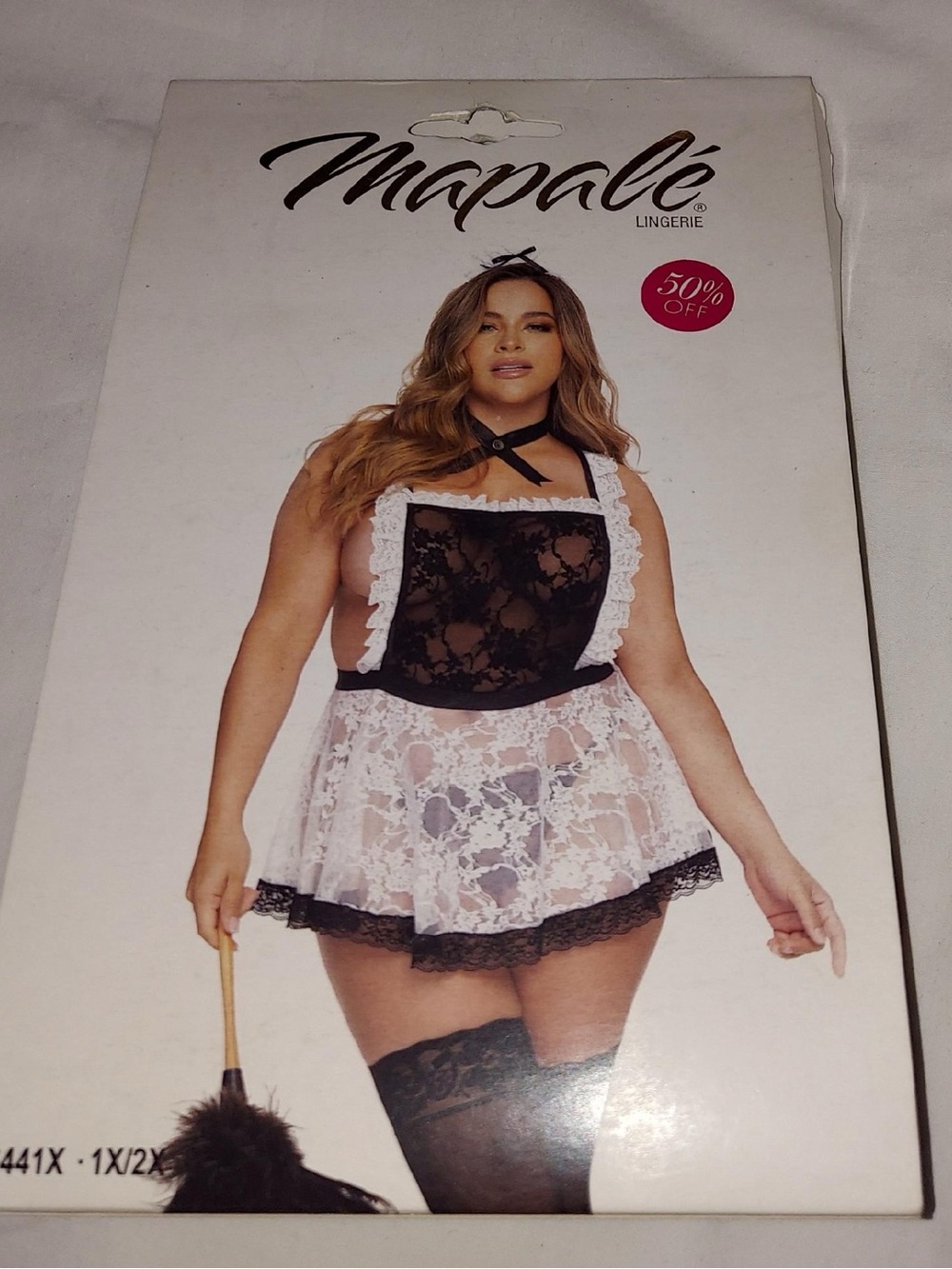 NIB Mapalé Plus Size White & Black Lace Babydoll Lingerie